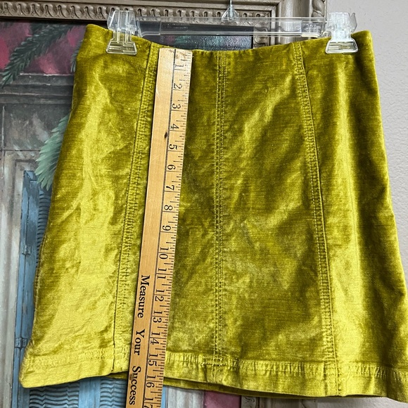 From Free People…a Femme Chartreuse Velvet Miniskirt - Picture 7 of 9